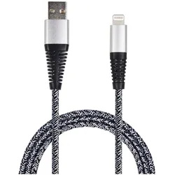 2Go USB Datenkabel Lightning für Apple 1 Meter Nylon grau
