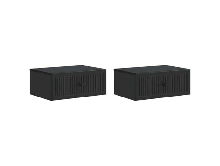 KDVXBCQJH 2er Set Nachttisch Wandmontiert Schwarz 49x34,5x20 cm Platzsparende Schlafzimmer Konsole im Vintage Stil mit Schublade für Bücher und Dekoration, pflegeleichte Oberfläche.