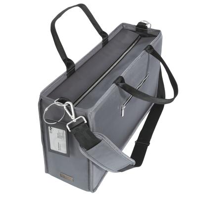 SIGEL BA413 DeskSharing Bag Premium, Tasche f.mobiles Arbeiten, sicherer Stand, wasserabweisend, Reißverschluss, Laptop bis 17,3 Zoll, grau 50x28x15cm