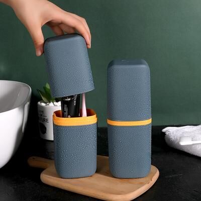 Perfect Picks Market Portable Toothbrush Holder Box Travel Camping Toothbrush Storage Organizer Case With Toothpaste Holder pink