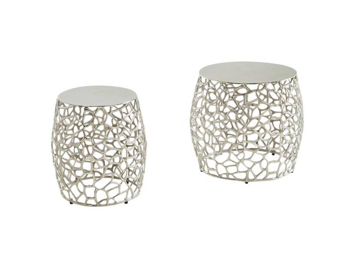 Mid.you Satztisch, Silber, Metall, 2-teilig, rund, rund, 46x42x46 cm, Wohnzimmer, Wohnzimmertische, Satztische