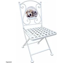 HTI-Living, Gartentisch + Balkontisch, Bistro Set Celia mit Tisch und 2 Stühlen Motiv Hund und Katze