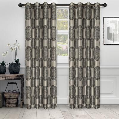 Superior Elegant Room Darkening Marmore Jacquard Grommet Curtain Panel (Set of 2)