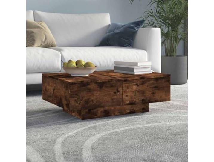 HEFZGDB Couchtisch Räuchereiche 90x60x31 cm Holzwerkstoff mit Stauraum und Stabiler Konstruktion für Wohnzimmer und Essbereich, langlebiger Beistelltisch mit glatter Oberfläche