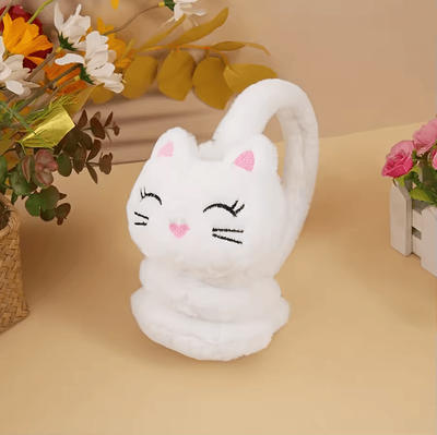 Inspire Essentials CozyCat Plush Earmuffs Winter Warm Ear Protection white