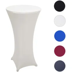 Set Stehtisch + Stehtischhusse HWC-J30, Bistrotisch Tischhusse, klappbar höhenverstellbar Ø 60cm ~ Husse creme-beige