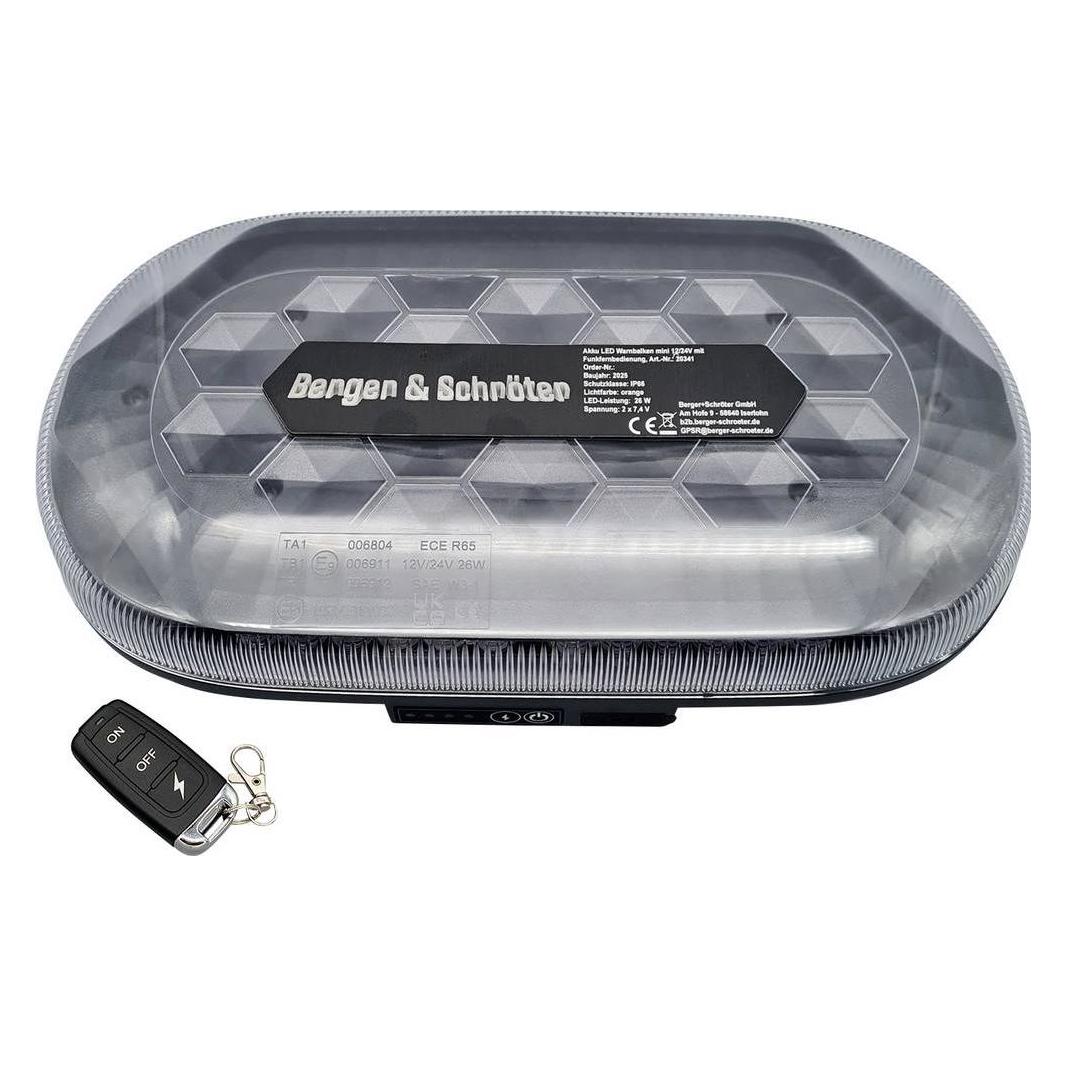 Berger & Schröter Warnbalken Akku LED Mini SM865DR 12 V, 24 V über USB Magnetfu (SM865DR)