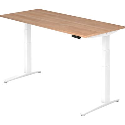 Hammerbacher Sitz-Steh-Schreibtisch elektrisch 180x80cm Nussbaum/Weiß