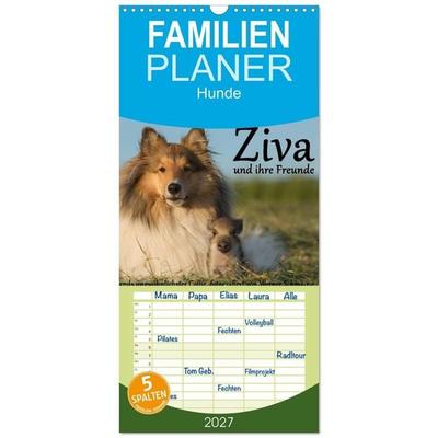 Familienplaner 2027 - Ziva und ihre Freunde mit 5 Spalten (Wandkalender, 21 x 45 cm) CALVENDO