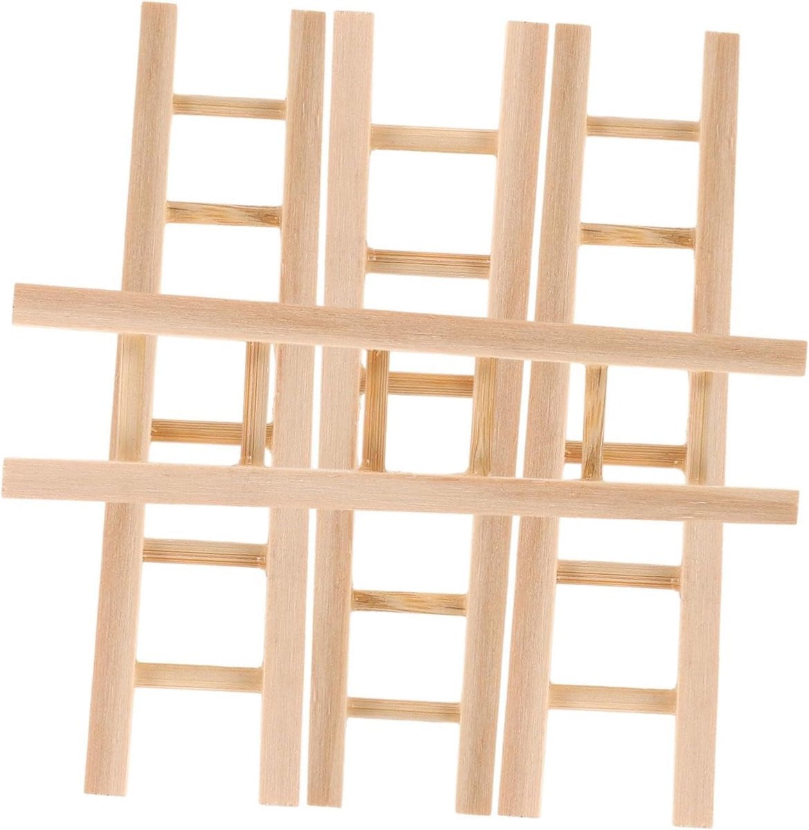 Beige Mini Poppenhuis Ladder van 10 cm voor Miniatuur Decoratie