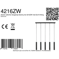 Steinhauer Pendelleuchte 5-fl. "DownLume" 4216ZW Schwarz STE-4216ZW