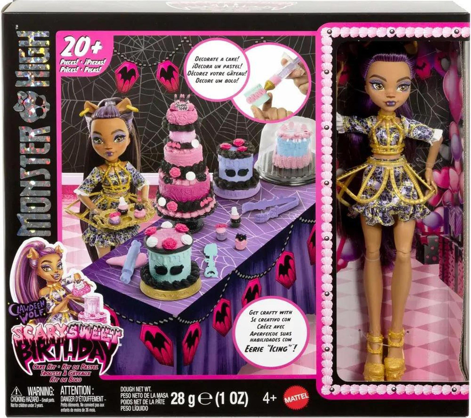 Monster High Scary Sweet Birthday Cake Kit met Clawdeen Wolf Pop en 20+ Accessoires