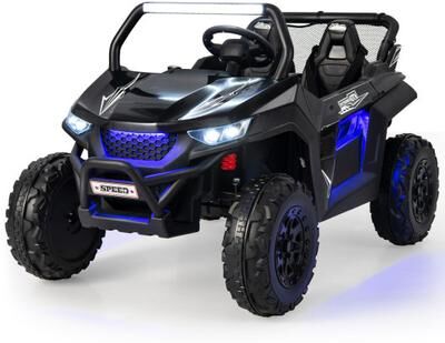 Costway 12V 2-Seater Kids Ride on UTV with Slow Start Function Music-Black