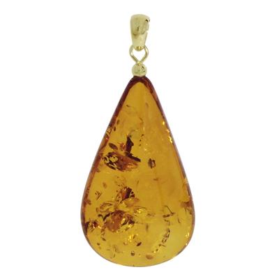 Kettenanhänger OSTSEE-SCHMUCK "Ostsee-Schmuck Anhänger", gelb, Schmuckanhänger, Damen, 52x26mm, Bernstein, 7,4 g, Kettenanhänger