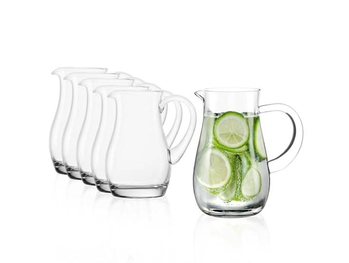 Oberglas Exklusiv Krug Wasserkaraffe mit Eislippe 1,5 l, 6er-Set