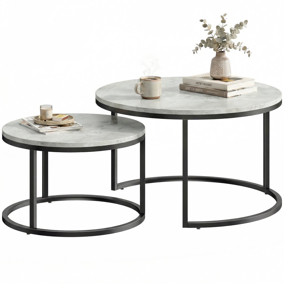 Homcom Salontafelset Grijs - B/D/H: 78,5 x 78,5 x 46,5 cm