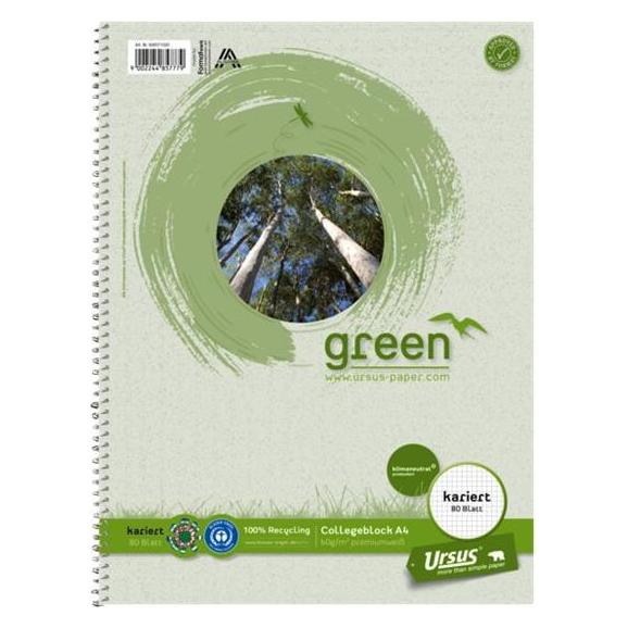 Ursus Green Collegebook (A4, Kariert, Weicher Einband) (608571020)