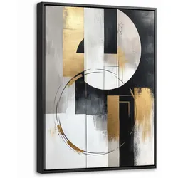 LEINWAND Bilder mit Rahmen - Abstrakt - Gold - Silber - Formen - Ästhetik - 30x40