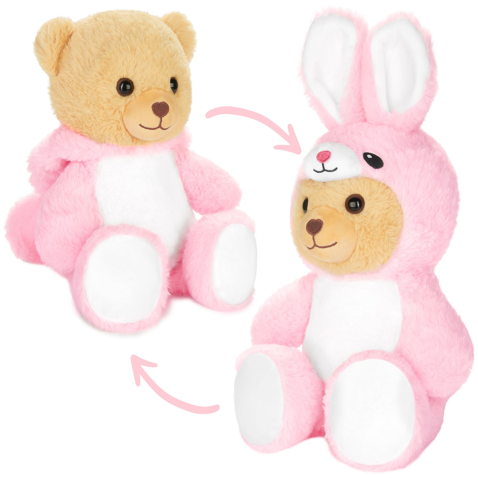 BRUBIES Knuffel Haas - Pluche knuffelbeer in konijnenkostuum met kap - 25 cm