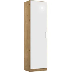 Drehtürenschrank Berlin Weiß Hochglanz, Eiche Artisan