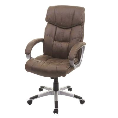 Décoshop26 - Bürostuhl auf Rollen mit drehbaren Armlehnen dunkelgrauer Wildlederimitat-Stoff 04_0001807