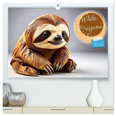 Wilde Origami Tiere (hochwertiger Premium Wandkalender 2027 DIN A2 quer), Kunstdruck in Hochglanz