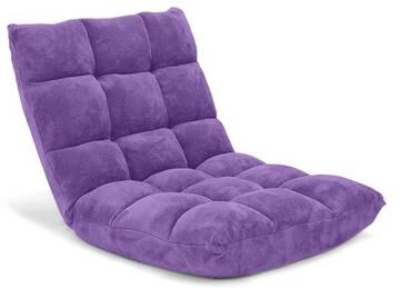 Costway Adjustable 14-position Cushioned Floor Chair-Purple