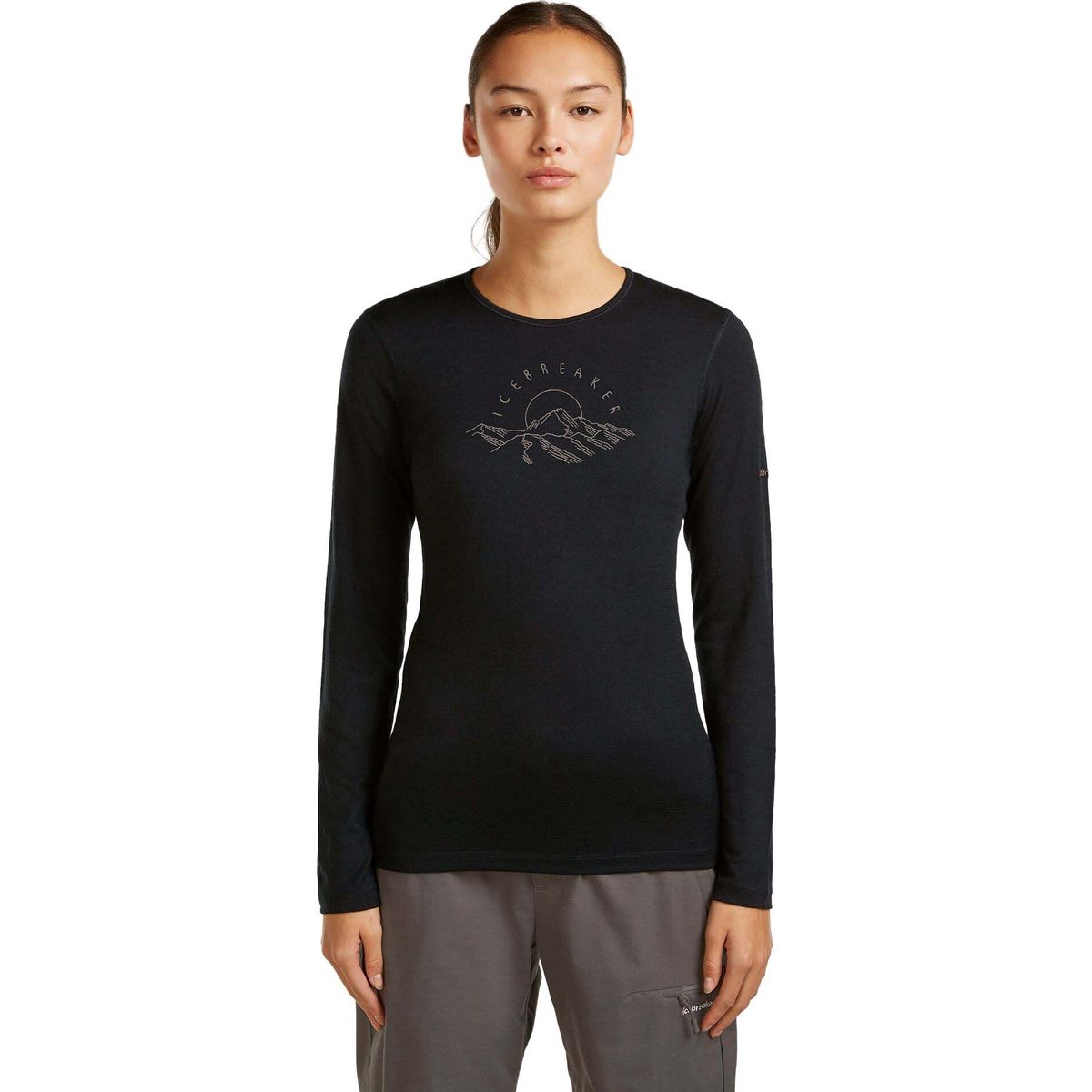 Icebreaker W Mer 200 Oasis Long Sleeve Crewe Sunrise Summit black (IB001) M 0A57GLIB001-M