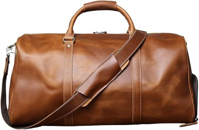 Vintage echtes Leder Herren Reisetasche große Kapazität Gepäcktasche Leder Handtasche natürliche Umhängetasche Für Reisen oder Fitness(Retro Brown)