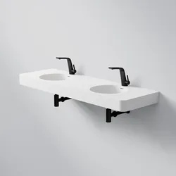 Steinberg Serie 449 Waschtisch Doppelwaschtisch aus Mineo Stone, matt white, 449 7200 W 449 7200 W