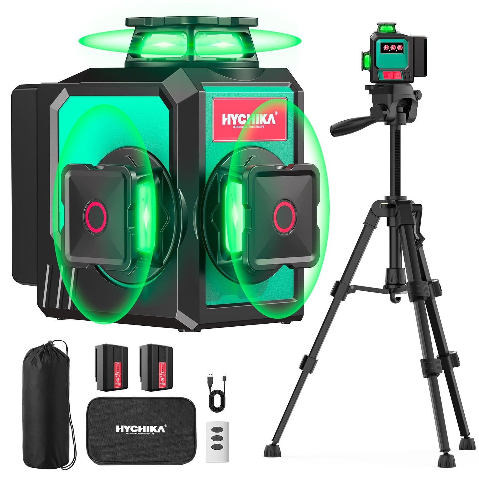 Selius Kruislijnlaser Zelfnivellerend met 360° Groene Lijnen, Statief en Accessoires