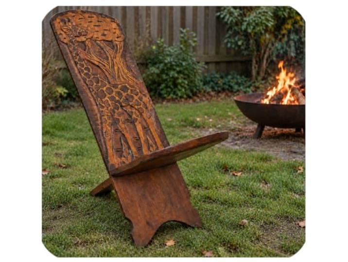 Steckstuhl afrikanischer Holzstuhl Wikingerstuhl Mittelalter Trapperstuhl m