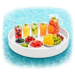 Relaxdays Schwimmendes Tablett für den Pool Weiß
