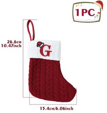 Discount Dollar Deals Christmas Alphabet Knitting Socks For Christmas Tree Ornaments, Decorations For Home Noel New Year Xmas Gift g one red