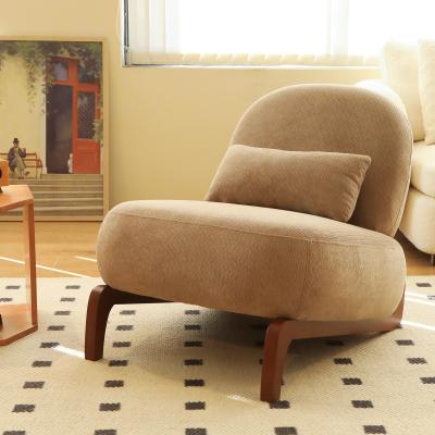Loedds Cute Fabric Accent Chair with Solid Wood Legs, Comfy Armless Chair for Bedroom & Living Room