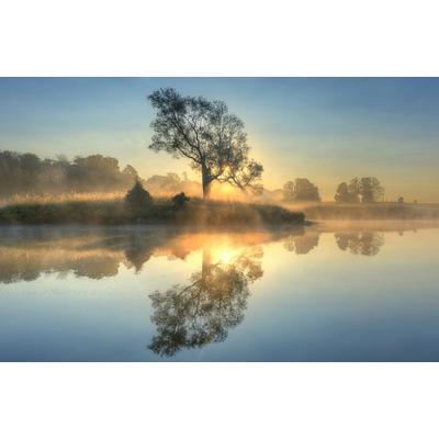 Fototapete PAPERMOON "Photo-Art KELLER, MORGENREFLEXION", bunt, B:5m L:2,8m, Vlies, Tapeten