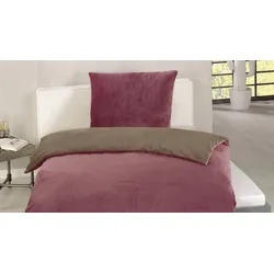 Gözze Cashmere Wende Bettwäsche beere/taupe Komfort Bettbezug 155x220cm