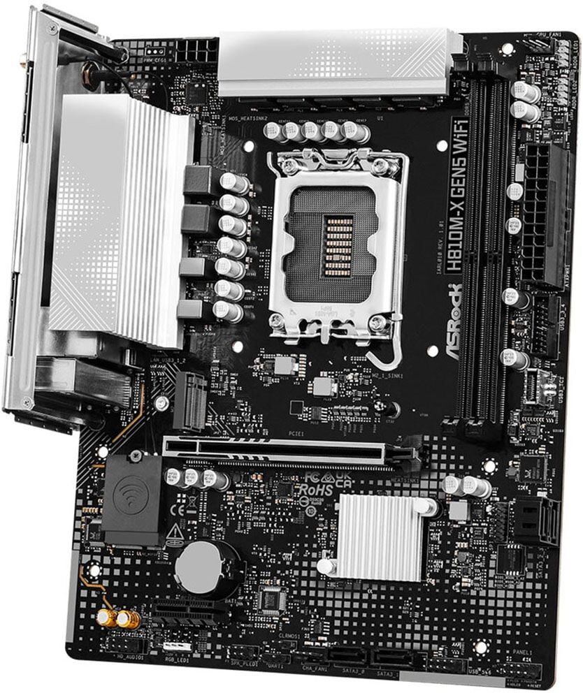ASROCK Mainboard "H810M-X Gen5 WiFi", schwarz, B:24,4cm H:5,8cm T:19,3cm, Mainboards