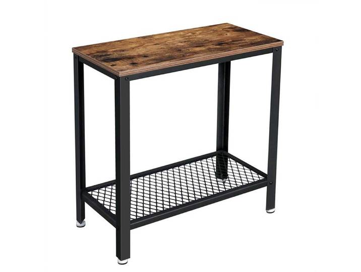 Table d'appoint - HELLOSHOP26 - 60 x 30 x 60 cm - Brun rustique/noir - Étagère en treillis - Montage facile