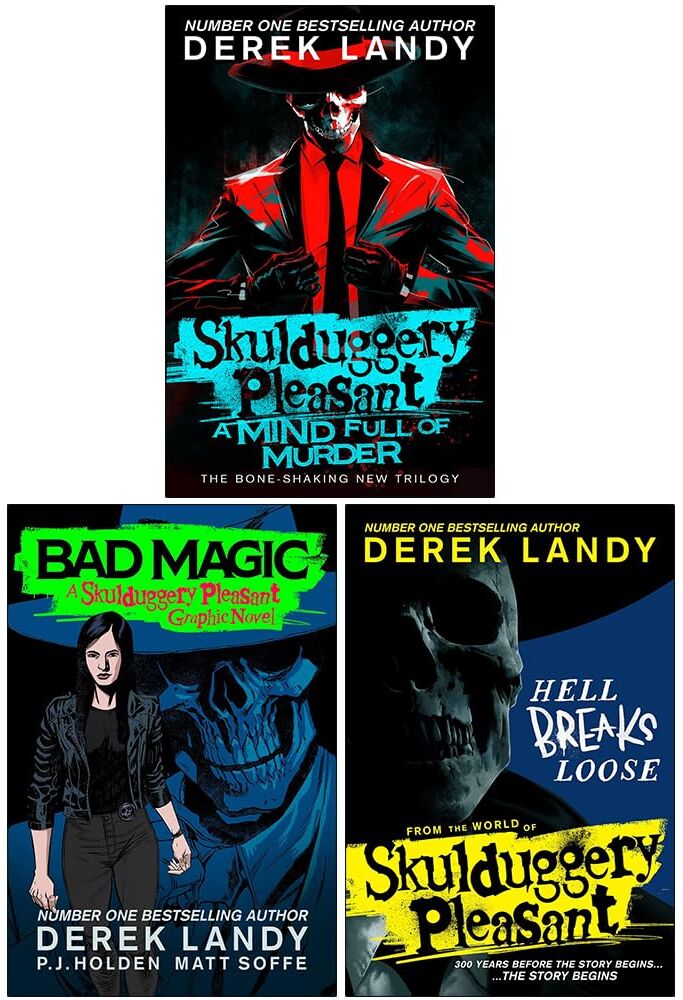 HARPERCOLLINS Skulduggery Pleasant Derek Landy Collection 3 Books Set (A Mind Full of Murder, Bad Magic & Hell Breaks Loose)