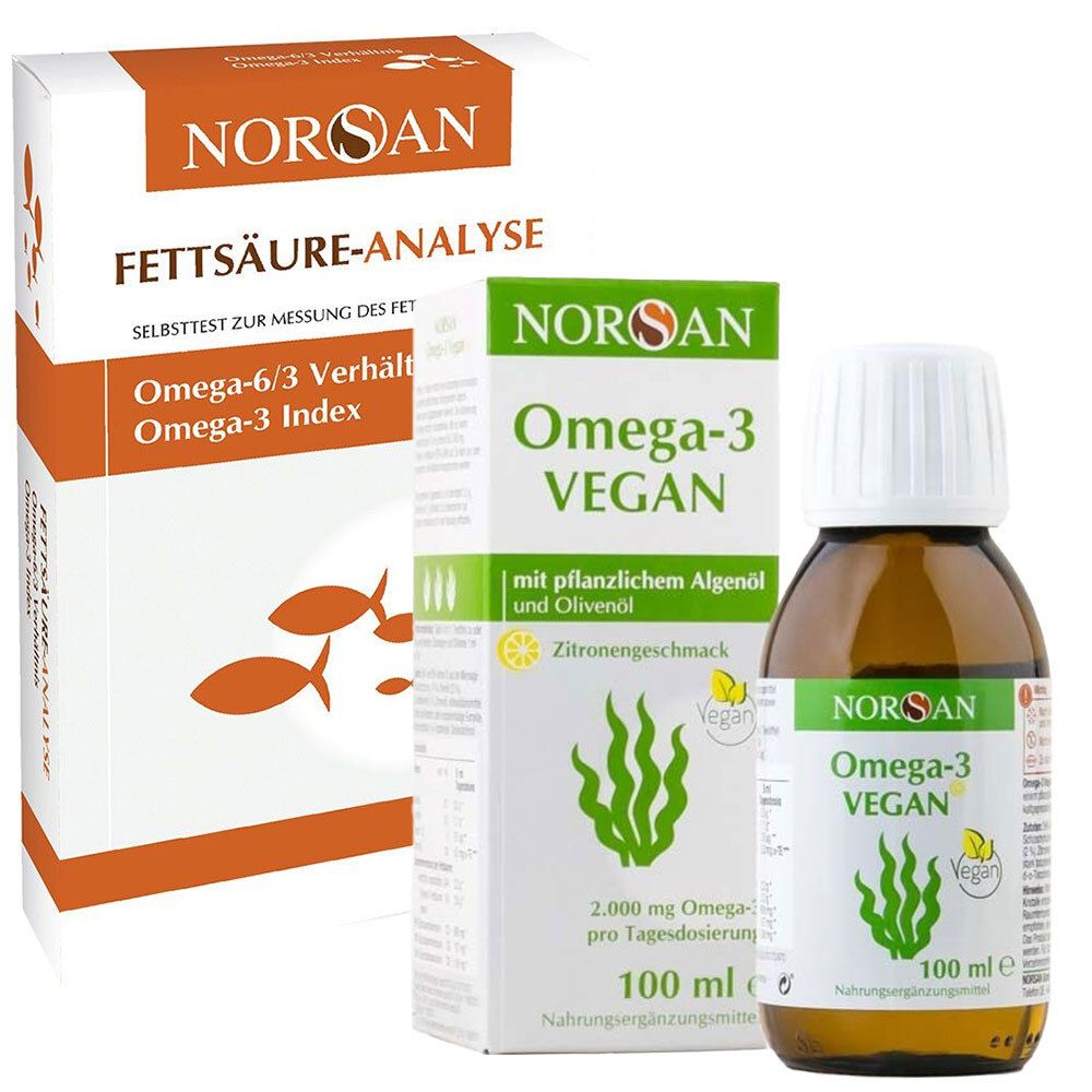 Norsan Fettsäure Analyse & Omega-3 vegan flüssig 1 St Set