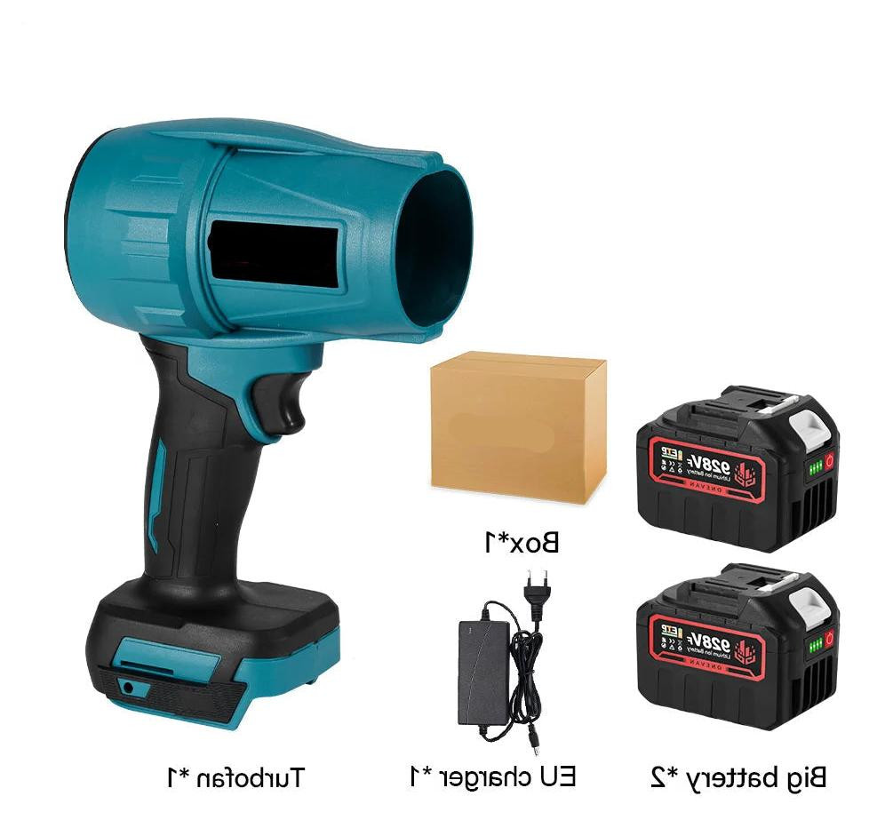Selius Turbo Fan Handventilator Jet Fan Elektrische Blower 2000W Borstelloos met 2 Batterijen
