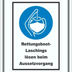 HB-Druck Rettungsboot-Laschings lösen beim Aussetzvorgang Schild A4 (210x297mm)
