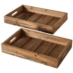 Boltze Tablett Umbria 2er-Set, 38 x 24 x 6 cm, dunkelbraun
