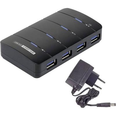 Renkforce RF-3016752 USB-Hub 4 Port USB-A USB 3.0 5 GBit/s mit Status-LEDs Schwarz