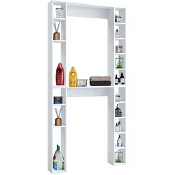 VCM Holz Wandregal   Standregal   Überbau WC   Maße: H. 200 x B. 98 x T. 18 cm   16 Fächer - Tinoli XL