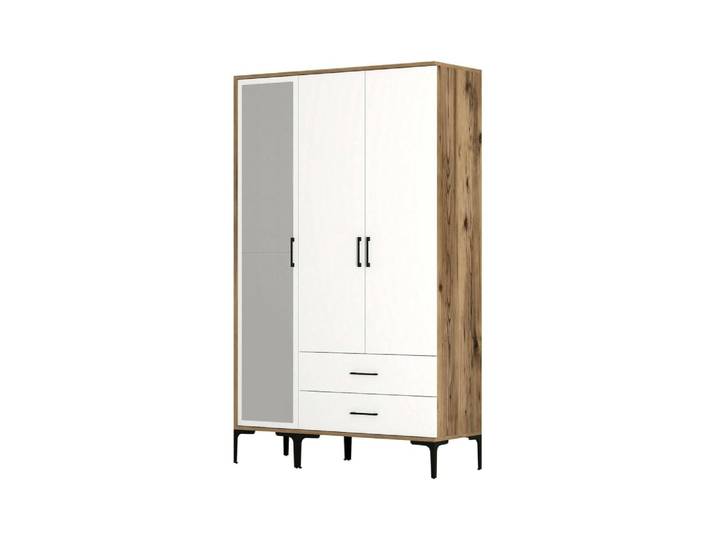 Armoire 3 portes bois marron noyer