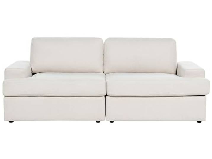 Beliani 3-Sitzer Sofa Stoffbezug helles Beige Dicke Sitzkissen breite Armlehnen Alla