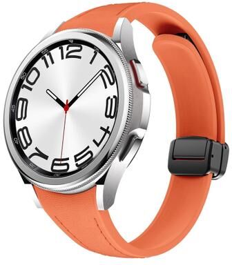 Everyday Crate Samsung Galaxy Watch6 Magnetic Leather Watch Band Slim Silicone Watch Strap With Black Buckle orange