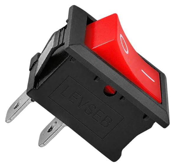Dripio Miniature tuimelschakelaar KCD1, 2-polig, rood, 19 x 13 mm, inbouwmodel, 250 V, 6 A